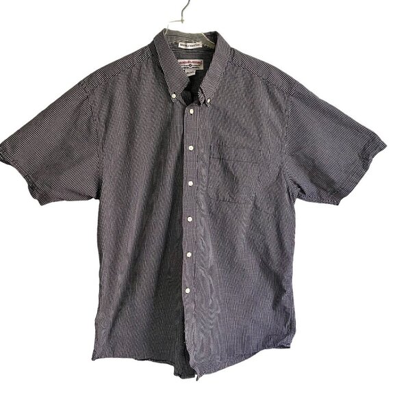 Boca Classics Black White Cotton Short Sleeve Button Down Shirt Men's Large - Picture 2 of 7